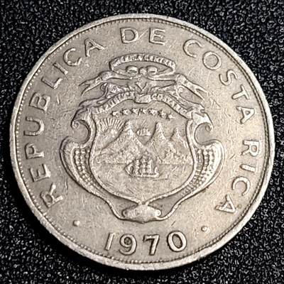 泉币菌-第64场-精品场 少见 1970年 哥斯达黎加50分镍币 波阿斯火山 26mm