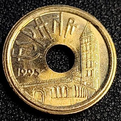 泉币菌-第64场-精品场 原铜光美品 西班牙1995年25比塞塔 卡斯蒂利亚和莱昂 19.5MM