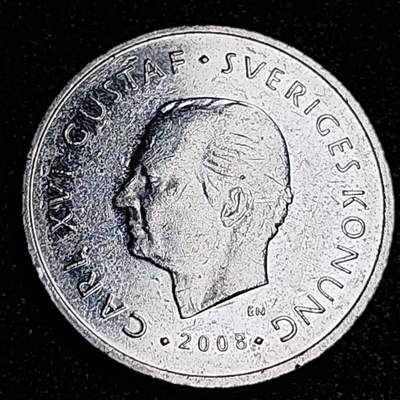 泉币菌-第64场-精品场 瑞典2008年1克郎硬币 皇冠 古斯塔夫十六世 25mm