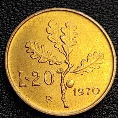 泉币菌-第63场-精品场 原铜光美品 1970年意大利20里拉铜币 罗马十二神 谷神-克瑞斯 21.2mm