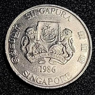 泉币菌-第64场-精品场 高币值 新加坡20分 绒球花 高盾徽版 直径21.36mm