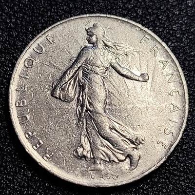 泉币菌-第63场-精品场 法国早期（1977年）1法郎镍币  播种女神 入欧前 末版 绝版币