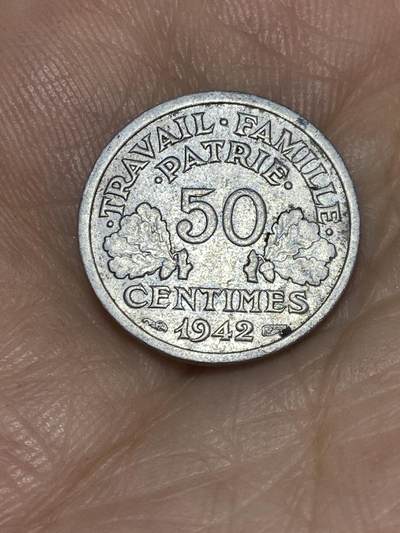 2025年第七十一场(总第九十七场）外国好品散币(免佣金) - 法国🇫🇷1942年50生丁(维希傀儡政府时期，仅发行3年)