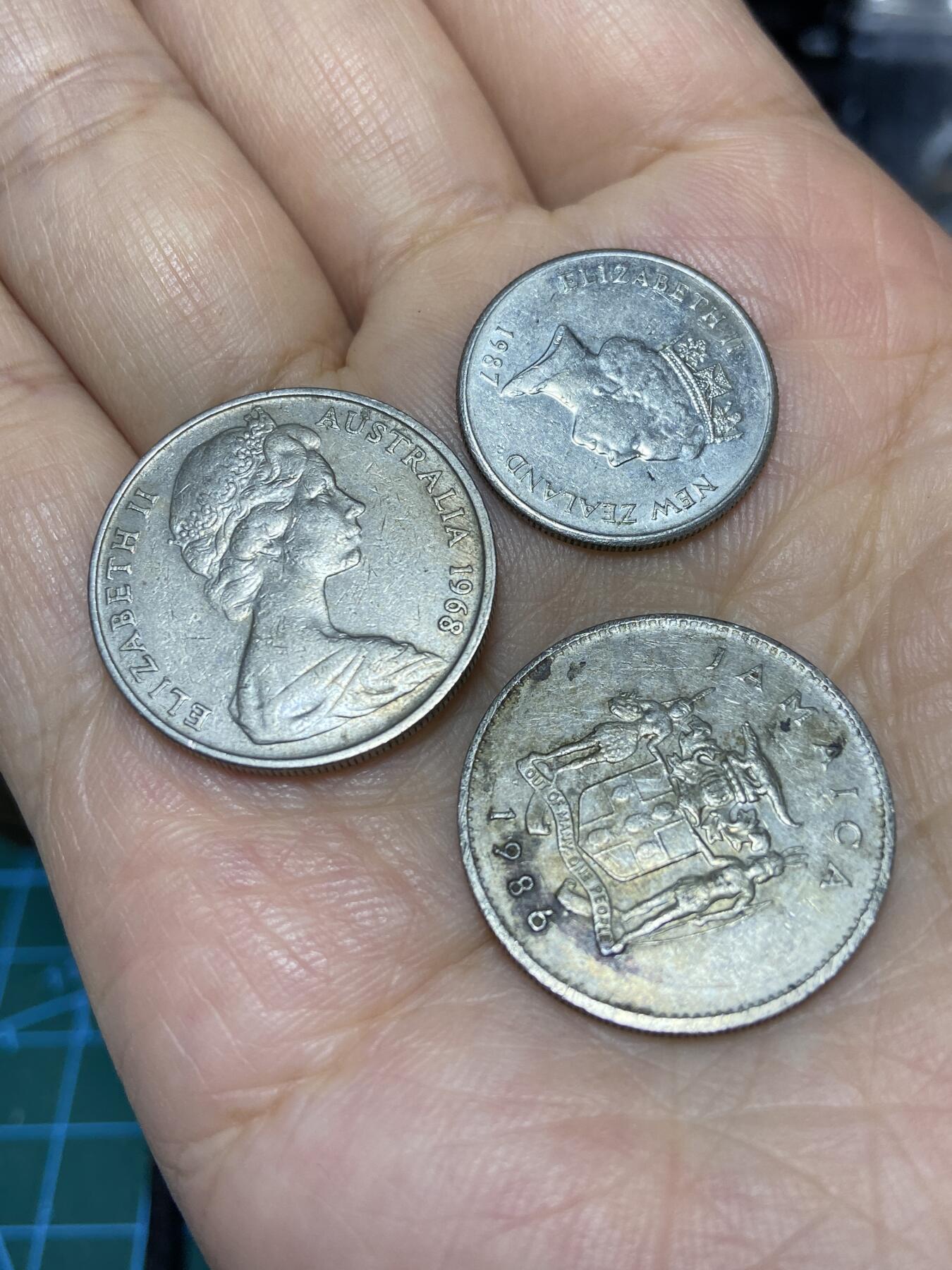 2025年第七十一场(总第九十七场）外国好品散币(免佣金) 3枚：澳大利亚🇦🇺1968年10分，新西兰🇳🇿1987年5分，牙买加🇯🇲1986年10分