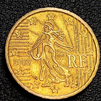 泉币菌-第63场-精品场（冲刺百粉，百粉继续福利） - 欧元 法国2003年10欧分铜币 玛丽安娜 欧盟地图 24.25MM 
