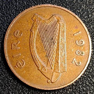 泉币菌-第64场-精品场 美品 1982年 爱尔兰 竖琴铜币2便士 26MM
