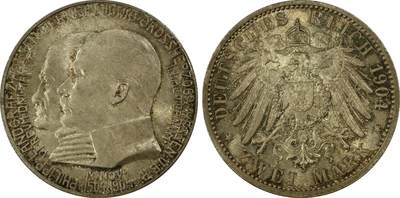 万国钱币拍卖第050期（万国五十期纪念大拍） - PCGS MS65 1904年德国黑森-达姆施塔特400周年长翅2马克 酱彩原味转光 PC唯一冠军分