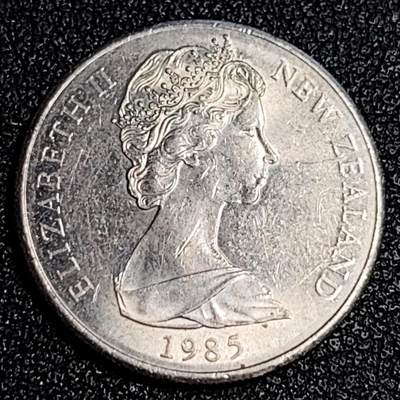 泉币菌-第64场-精品场  英属新西兰 10分硬币 毛利人面具 伊丽莎白二世 女王24mm