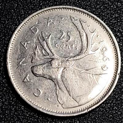 泉币菌-第64场-精品场（冲刺百粉，百粉继续福利） - 高币值 加拿大1969年1/4加拿大元 伊丽莎白二世 驯鹿 24mm