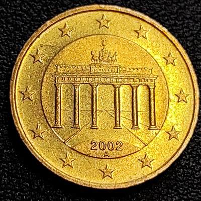 泉币菌-第63场-精品场 - 欧元 德国2002年 10欧分合金铜币 勃兰登堡门 地图 A厂标 19.75MM