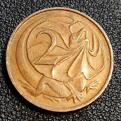 泉币菌-第63场-精品场（冲刺百粉，百粉继续福利） - 美品 1966年 英属澳大利亚2分铜币 伞蜥蜴斗篷蜥 21.5mm
