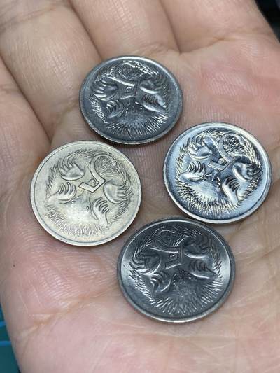 2025年第七十一场(总第九十七场）外国好品散币(免佣金) - 澳大利亚🇦🇺4枚：1987年，1989年，1974年，1983年5分(伊丽莎白二世中年花冠，高冠各两枚)