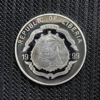 道一币馆币章第一百三十九场 - 利比里亚1999年探险船队5元精制银币 25g 925S