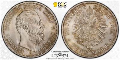 万国钱币拍卖第050期（万国五十期纪念大拍） - PCGS MS66 1888年德国普鲁士三皇之年腓特烈三世短翅5马克 短翅马克经典之作 原味淡彩转光 GEM品质顶级状态