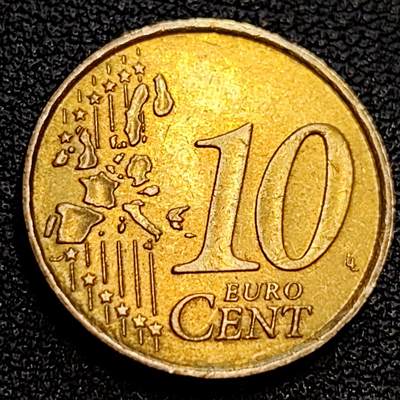 泉币菌-第63场-精品场 欧元 法国2003年10欧分铜币 玛丽安娜 欧盟地图 24.25MM 