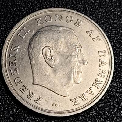泉币菌-第64场-精品场 丹麦1971年1克朗 弗雷德里克九世国王 皇冠 CS版 铜镍币 25.5mm 