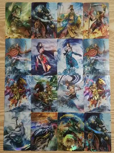 光影卡牌第18期，各家亲签，燎原豪杰传，持续收拍品 - 炎卡三国豪杰传裸卡16张，粗闪，彩闪，星光