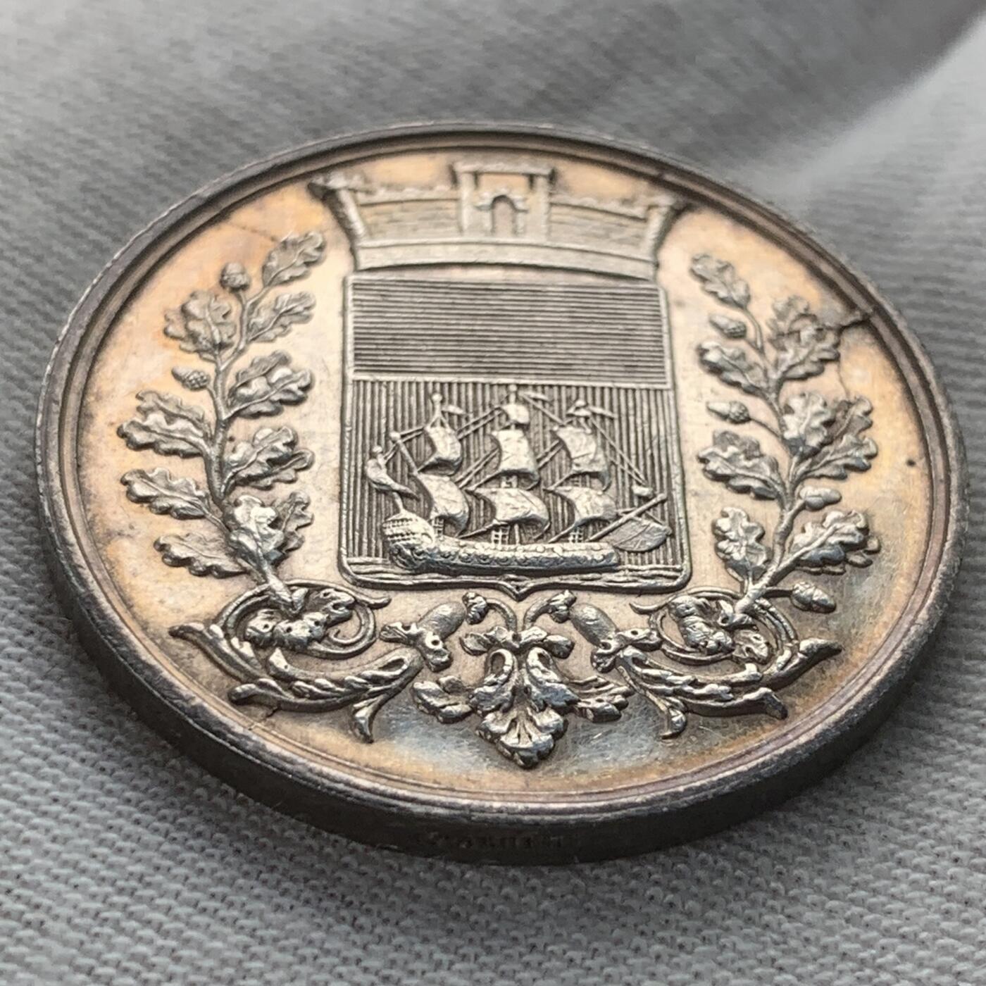 掌中浮雕-藏着的欧洲第032场 法国1845年塞纳圆形代币 , 32mm ,15.4g 