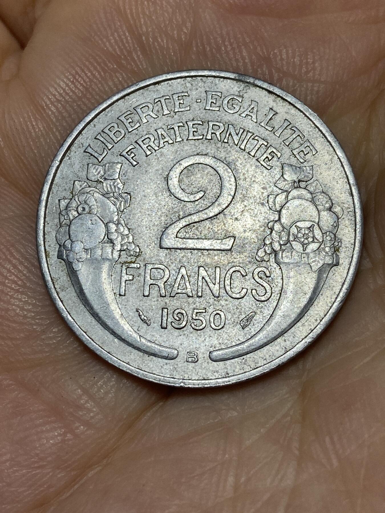 2025年第七十一场(总第九十七场）外国好品散币(免佣金) 法国🇫🇷1950年2法郎(B标，博蒙莱罗热造，关门年)