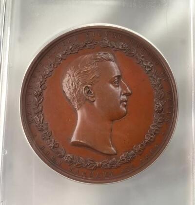 掌中浮雕-藏着的欧洲第032场 PCGS SP63 英国伦敦金融城系列章，1885年威尔士亲王爱德华王子铜章，77mm，Eimer记录仅发行400枚
