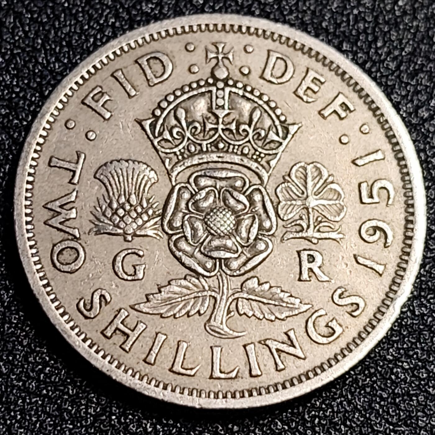 泉币菌-第64场-精品场 英国大镍币 英国1949年2先令 弗洛林 乔治六世 28.3mm 