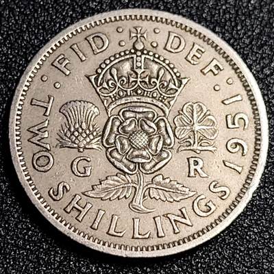 泉币菌-第64场-精品场 - 英国大镍币 英国1949年2先令 弗洛林 乔治六世 28.3mm 
