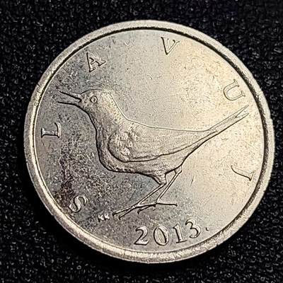 泉币菌-第63场-精品场 - 克罗地亚1库纳铜镍币，夜莺，22.5mm
