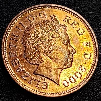 泉币菌-第63场-精品场 原铜光极美品 千禧年 英国2便士铜币 威尔士皇冠 25.9mm