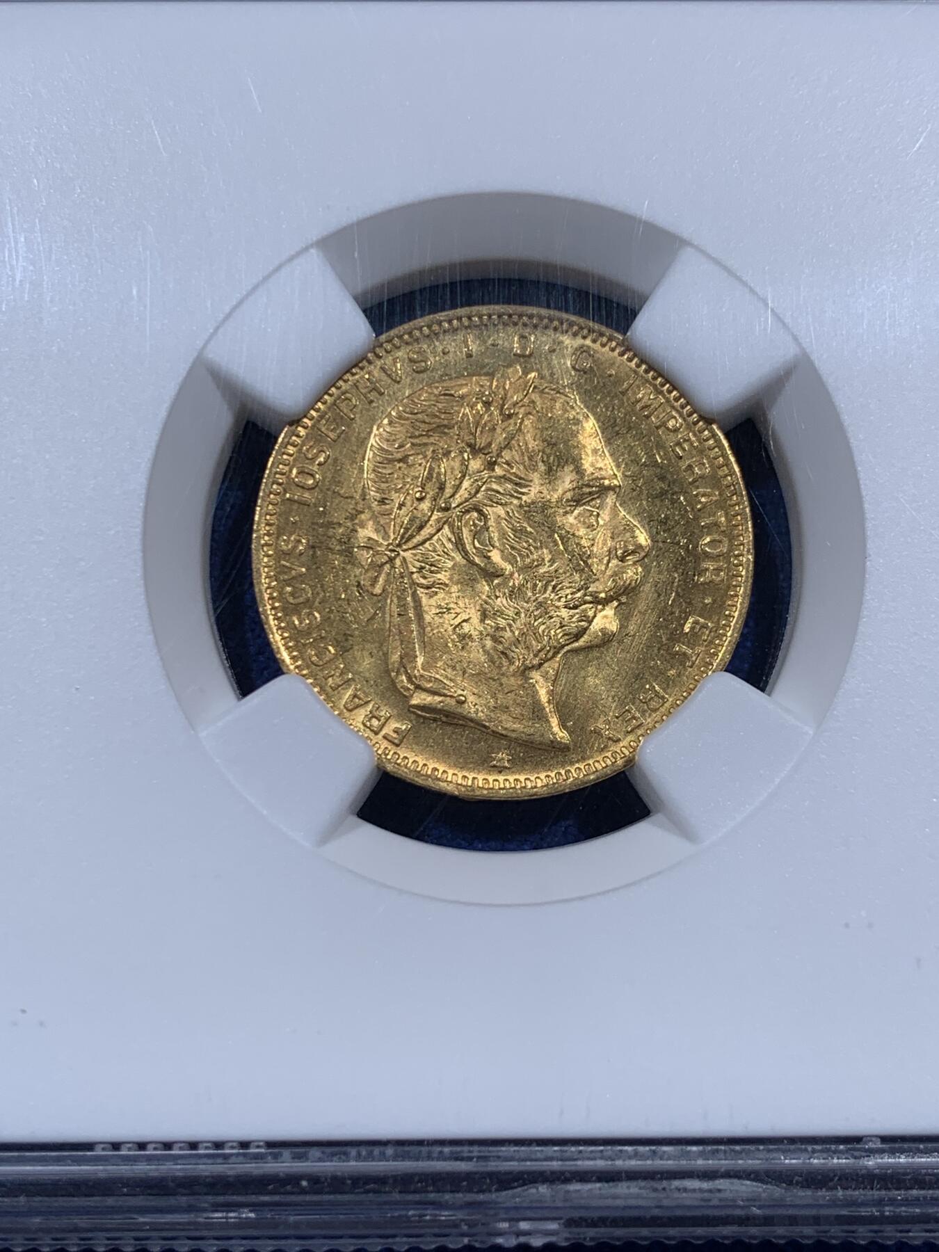 《竞宝斋》第405场 周日，周一，2场连拍 （全场包邮） NGC MS62 奥地利1892年20法郎金币 6.45克 900金 RESTRIKE