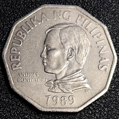 泉币菌-第64场-精品场 菲律宾2比索大币 波尼法西奥将军大版 棕榈树 31毫米12克 多边形异形币