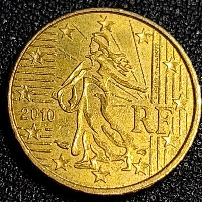 泉币菌-第64场-精品场（冲刺百粉，百粉继续福利） - 欧元 法国2010年10欧分铜币 玛丽安娜 欧盟地图 19.75MM 