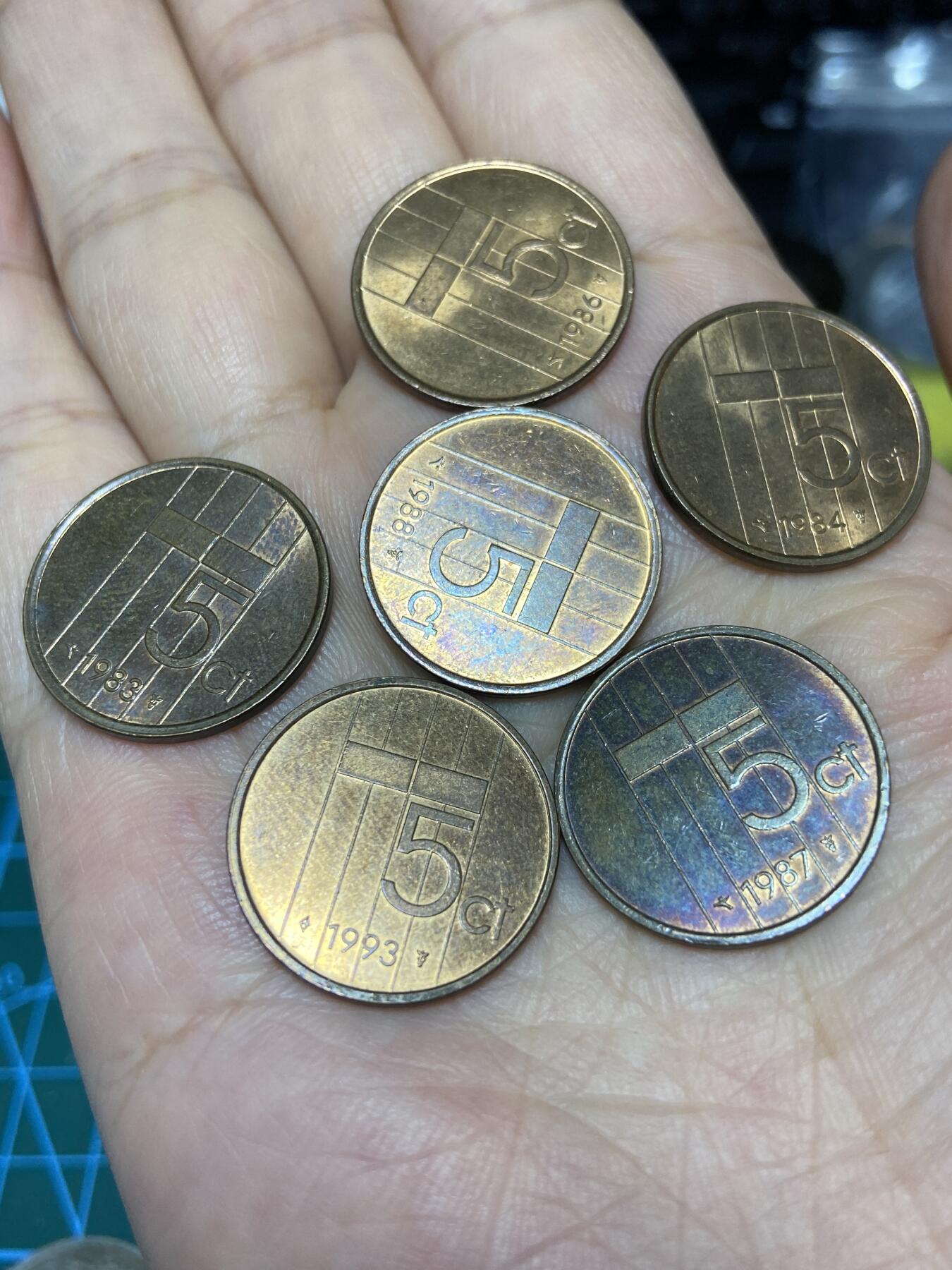 2025年第七十一场(总第九十七场）外国好品散币(免佣金) 荷兰🇳🇱光品6枚：1983年、1984年、1986年、1987年、1988年、1993年5分(贝娅特丽克丝女王6枚不同年份)