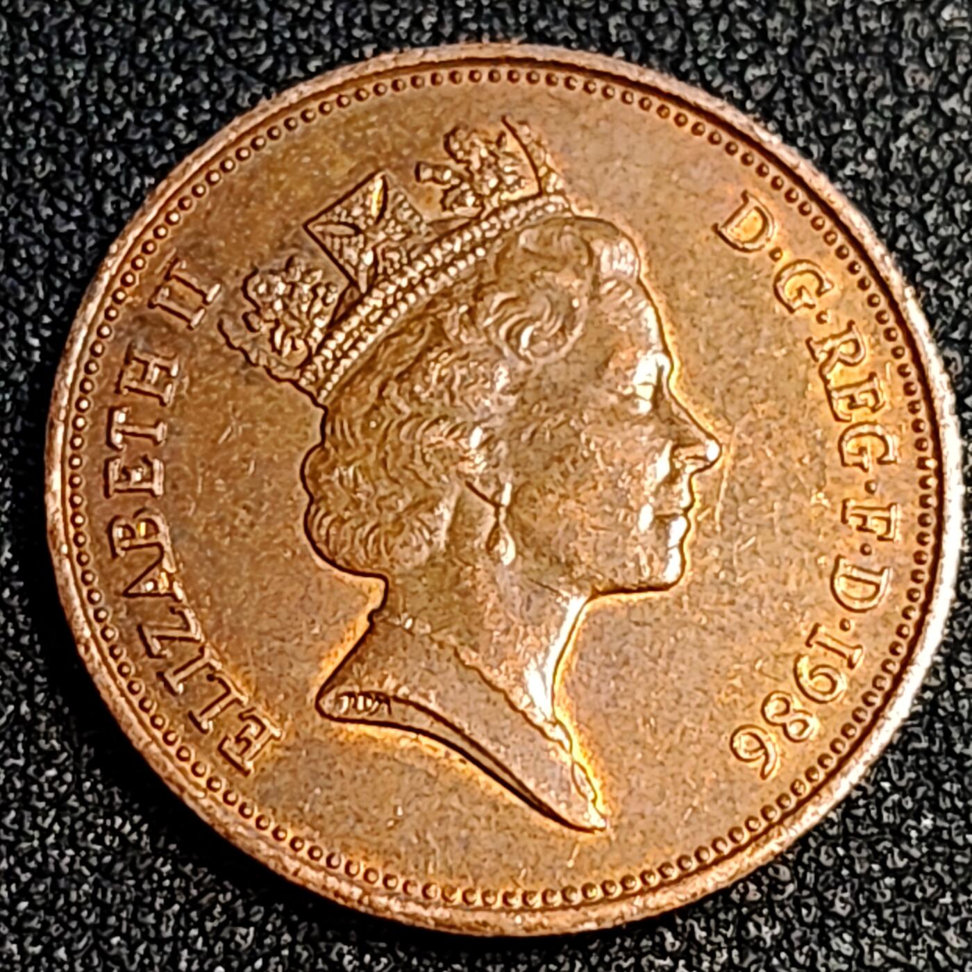 泉币菌-第64场-精品场 美品 1986年 英国2便士铜币 威尔士皇冠 25.9mm