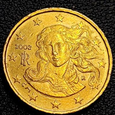 泉币菌-第63场-精品场 - 欧元 意大利2002年10欧分铜币 女神维纳斯 19.75MM 