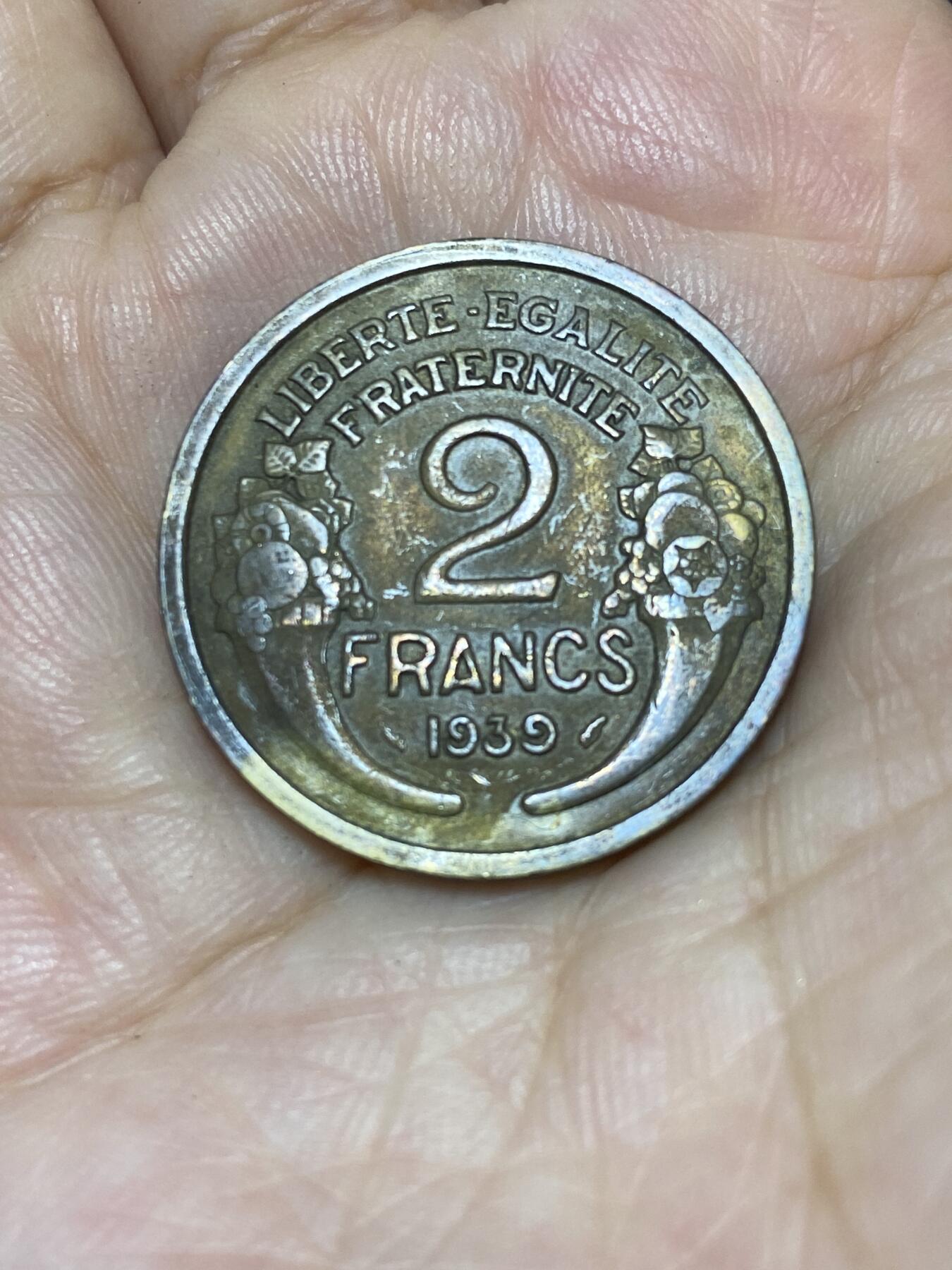 2025年第七十一场(总第九十七场）外国好品散币(免佣金) 法国🇫🇷1939年2法郎(铝青铜材质)
