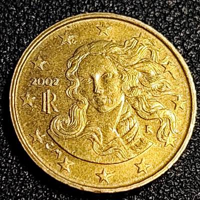 泉币菌-第64场-精品场 - 欧元 意大利2002年10欧分铜币 女神维纳斯 19.75MM