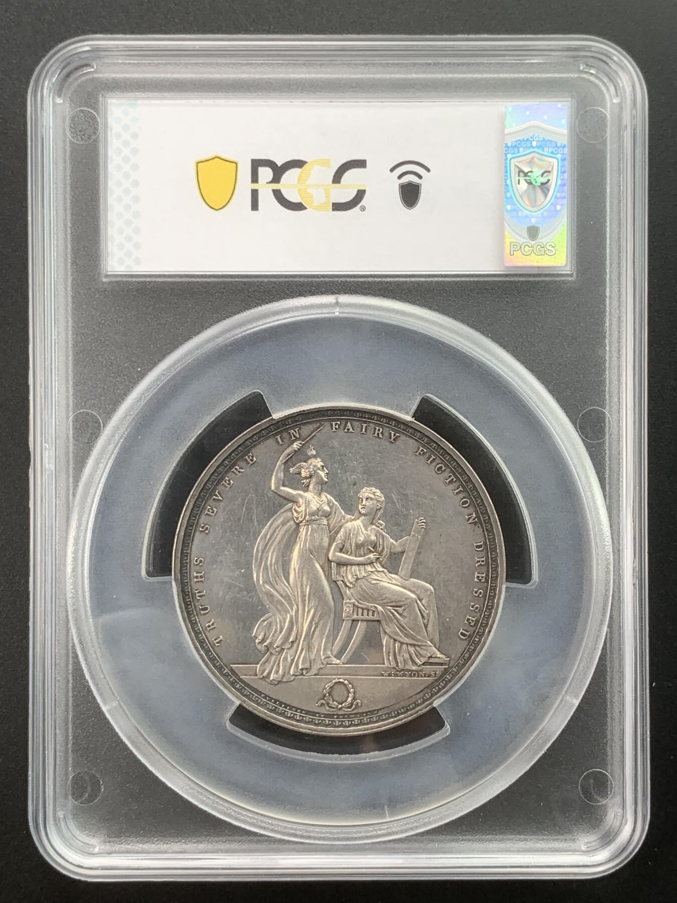 掌中浮雕-藏着的欧洲第032场 PCGS SP61 ：1824年英国作家司哥特银章，53mm