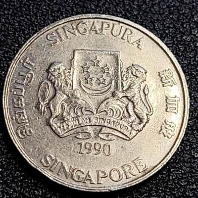 泉币菌-第63场-精品场 高币值 新加坡20分 绒球花 高盾徽版 直径21.36mm