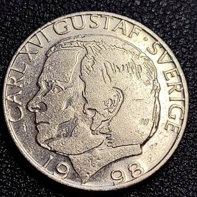 泉币菌-第63场-精品场 瑞典1998年1克朗铜镍币，卡尔十六世·古斯塔夫，25mm