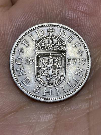 2025年第七十二场(总第九十八场）外国好品散币(免佣金) - 英国🇬🇧1957年1先令(伊丽莎白二世青年桂冠第二版，苏格兰盾徽版)