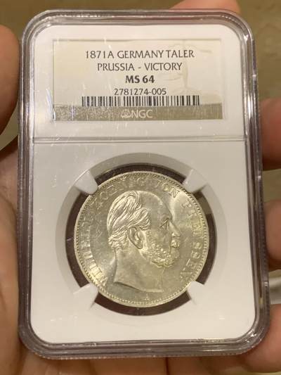 《竞宝斋》第406场 周日，周一，2场连拍 （全场包邮） NGC MS64 德国1871A普鲁士胜利泰勒 银币