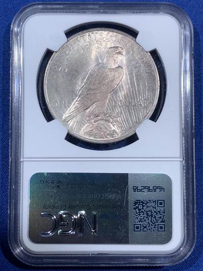 《竞宝斋》第406场 周日，周一，2场连拍 （全场包邮） NGC MS63 美国 1923 一美元 和平银币 正面转光强烈，包浆自然，难遇美品。