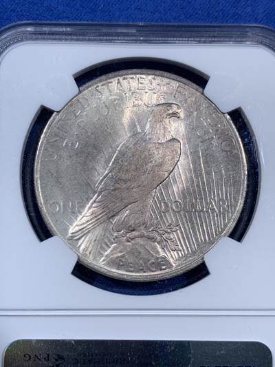《竞宝斋》第406场 周日，周一，2场连拍 （全场包邮） NGC MS63 美国 1923 一美元 和平银币 正面转光强烈，包浆自然，难遇美品。