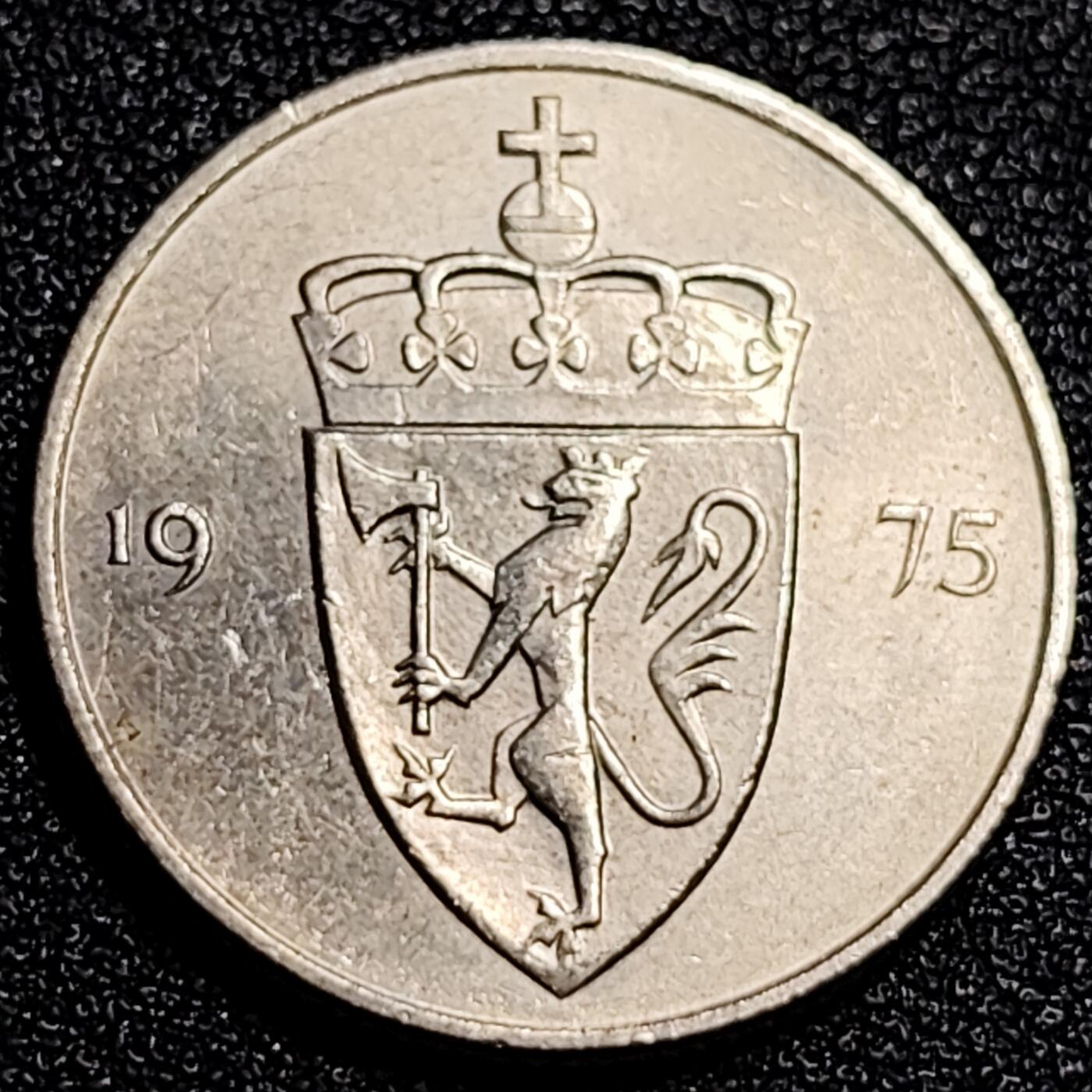 泉币菌-第67场-精品场 挪威1975年 50欧尔硬币 奥拉夫五世 22mm