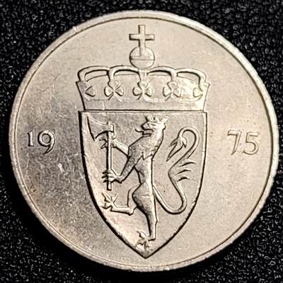 泉币菌-第67场-精品场 - 挪威1975年 50欧尔硬币 奥拉夫五世 22mm