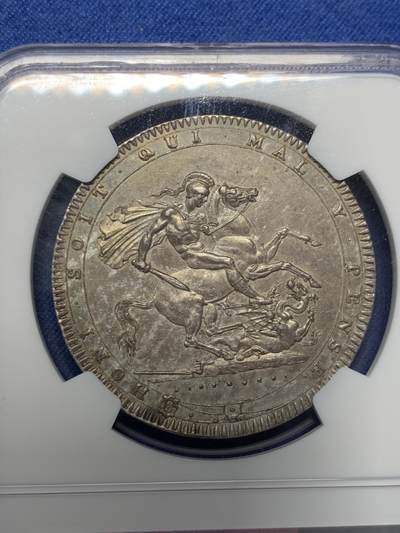 《竞宝斋》第406场 周日，周一，2场连拍 （全场包邮） NGC AU58 英国1820乔治三世马剑无敌状态。比很多MS61都好，NGC给分过于保守，重评大概率加分