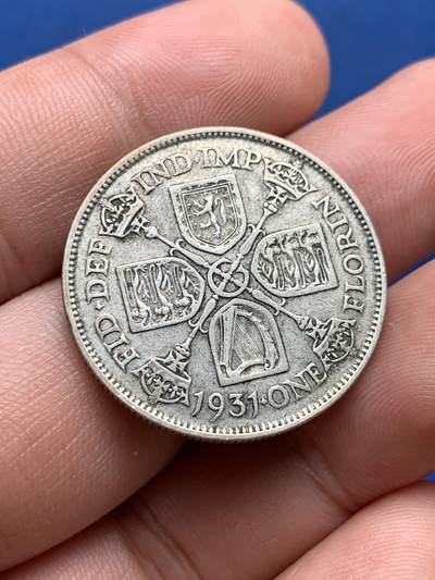 《竞宝斋》第406场 周日，周一，2场连拍 （全场包邮） 英国1931年乔治五世1福林银币