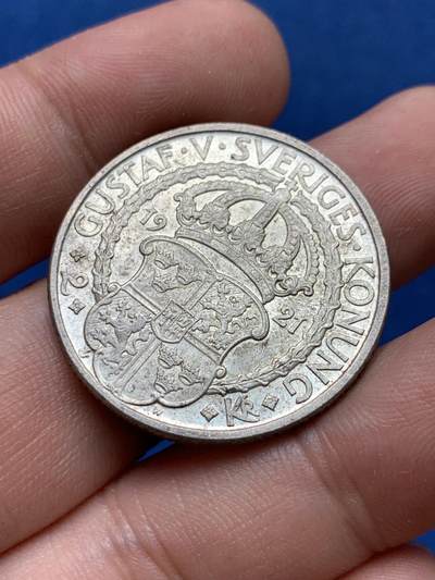 《竞宝斋》第406场 周日，周一，2场连拍 （全场包邮） 瑞典1921年独立战争胜利400年纪念2克朗银币