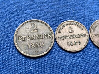 《竞宝斋》第406场 周日，周一，2场连拍 （全场包邮） 3枚一组 德意志汉诺威、巴伐利亚、萨克森2芬尼格铜币