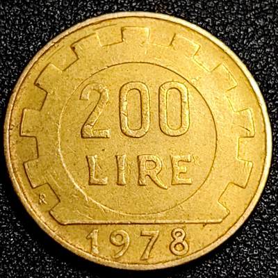 泉币菌-第67场-精品场 - 铜光美品 意大利1978年200里拉 丰收女神 齿轮 铝青铜币 外国硬币 24mm 